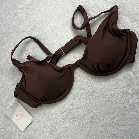 NWT Andie Brown M The Sicily Top Espresso Wire Bikini Swim Top - Picture 1 of 8